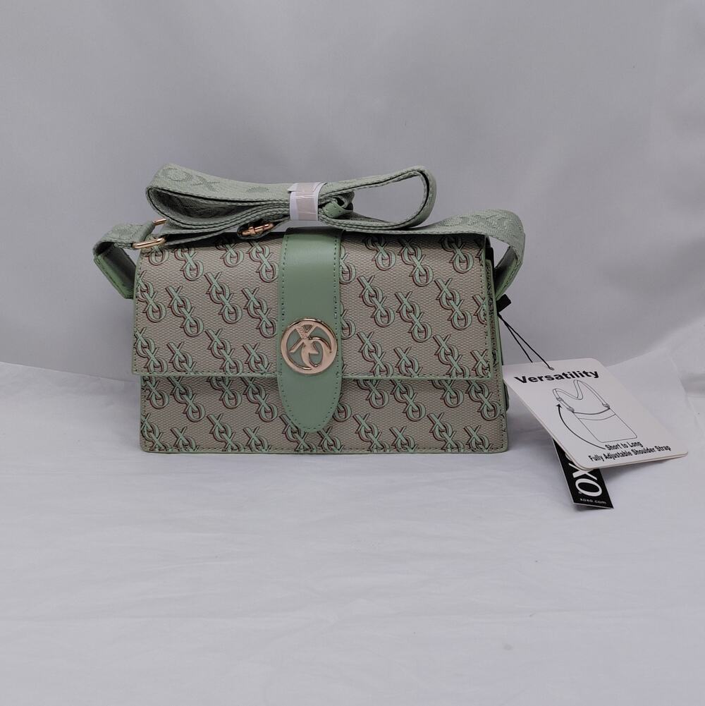 XOXO Womens Monogram Crossbody Bag Sage Green Vegan Leather Y2K Revival Gift